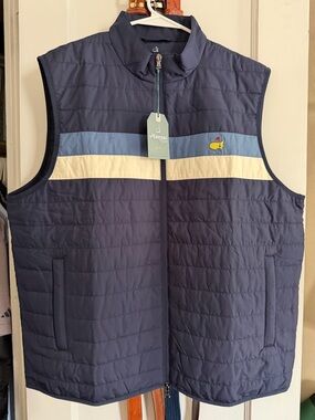 Masters Tech Men's Navy Quilted Vest with Stripe